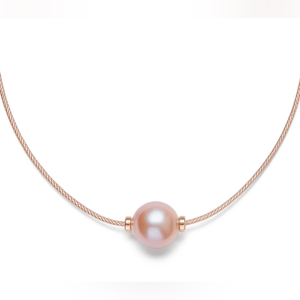 Lavender💜Free-Form Cultured Freshwater Pearl 18k Rose Gold Necklace